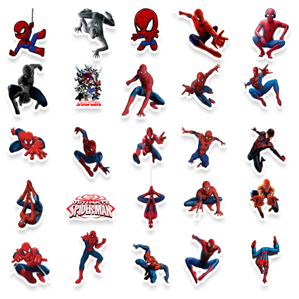 10/30/50pcs Cartoon Cool Disney SpiderMan Stickers DIY Skateboard Fridge Motorcycle Luggage PVC Waterproof Sticker Kids Toy Gift