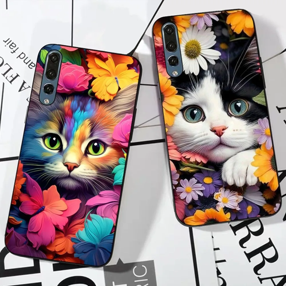 Cute Detection cat Phone Case For Huawei P 8 9 10 20 30 40 50 Pro Lite Psmart Honor 10 lite 70 Mate 20lite