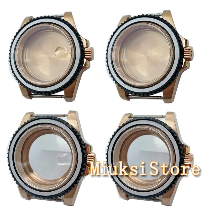 40mm NH35 Watch case Rose Gold Coated Case fit NH35 NH36ETA 2824 2836 MIYOTA 8215 821A PT5000 ST2130 Rubber strap