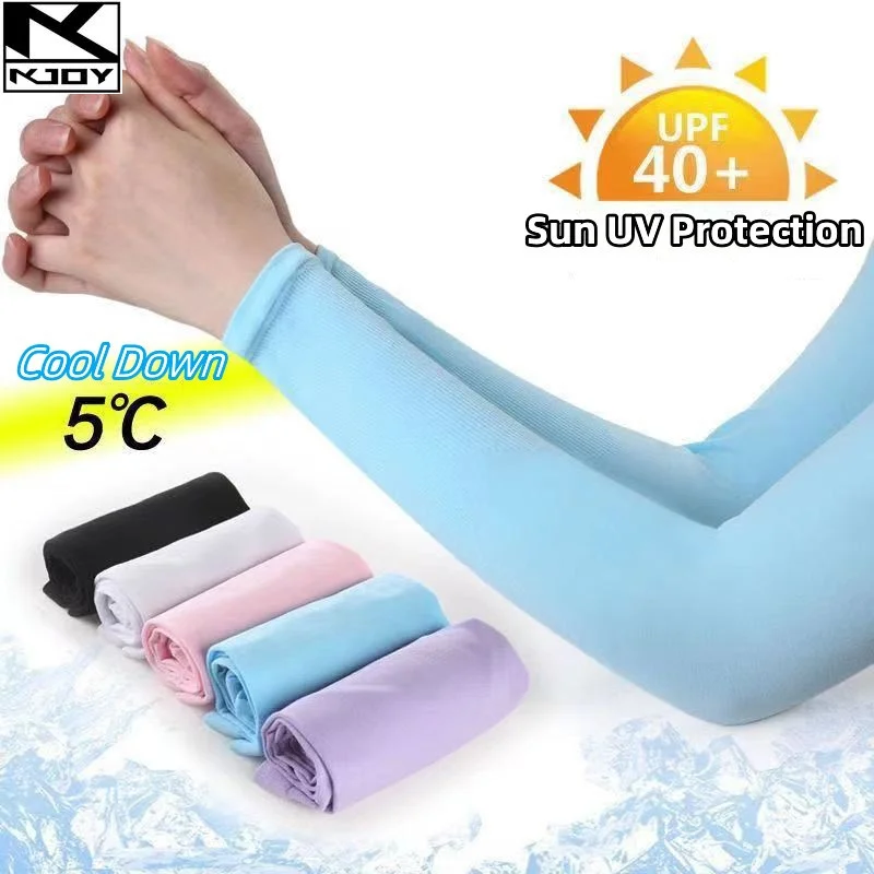 kkjoy Elastic Ice Silk Arm Sleeves Sun Protector Half Finger Gloves suit for summer outdoor use