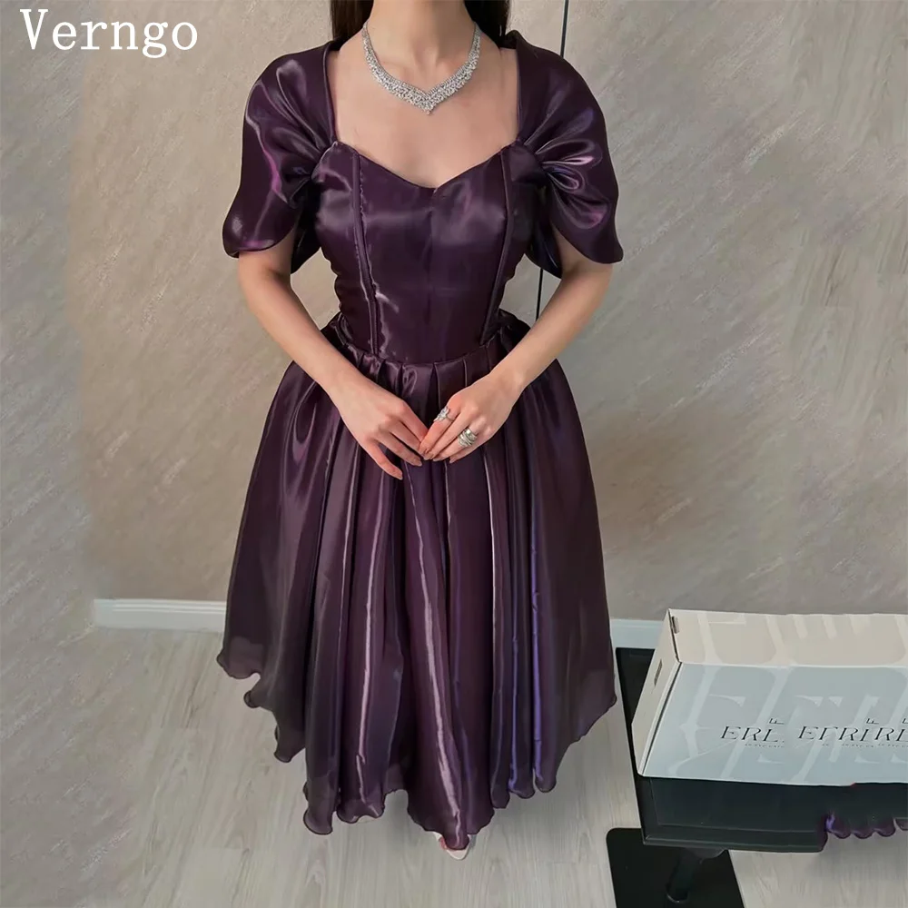 

Verngo Luxury Purple Shiny Satin Evening Dress Off The Shoulder A Line Ankle Prom Gown Elegant Princess Party Dresses Customized