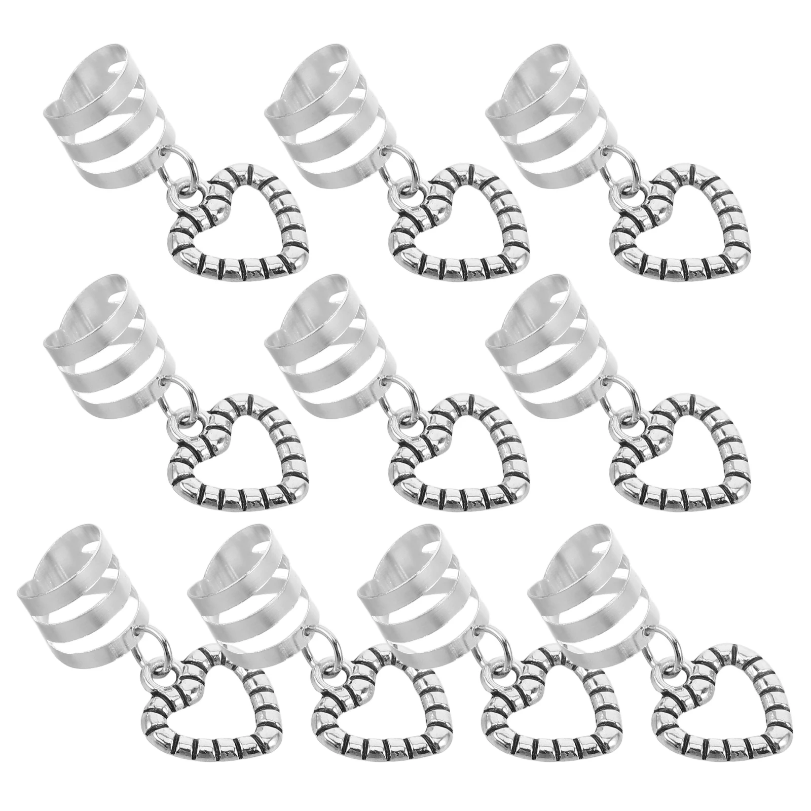 

10 Pcs Hair Accessories Women Braid Cuff Simple Sweet Metal Heart Shaped Clip Longlasting Material Versatile Use Hair