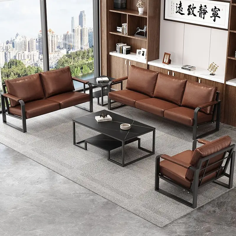 Industrial style office sofa simple single three-person small apartment sitting area reception sofa coffee table combination