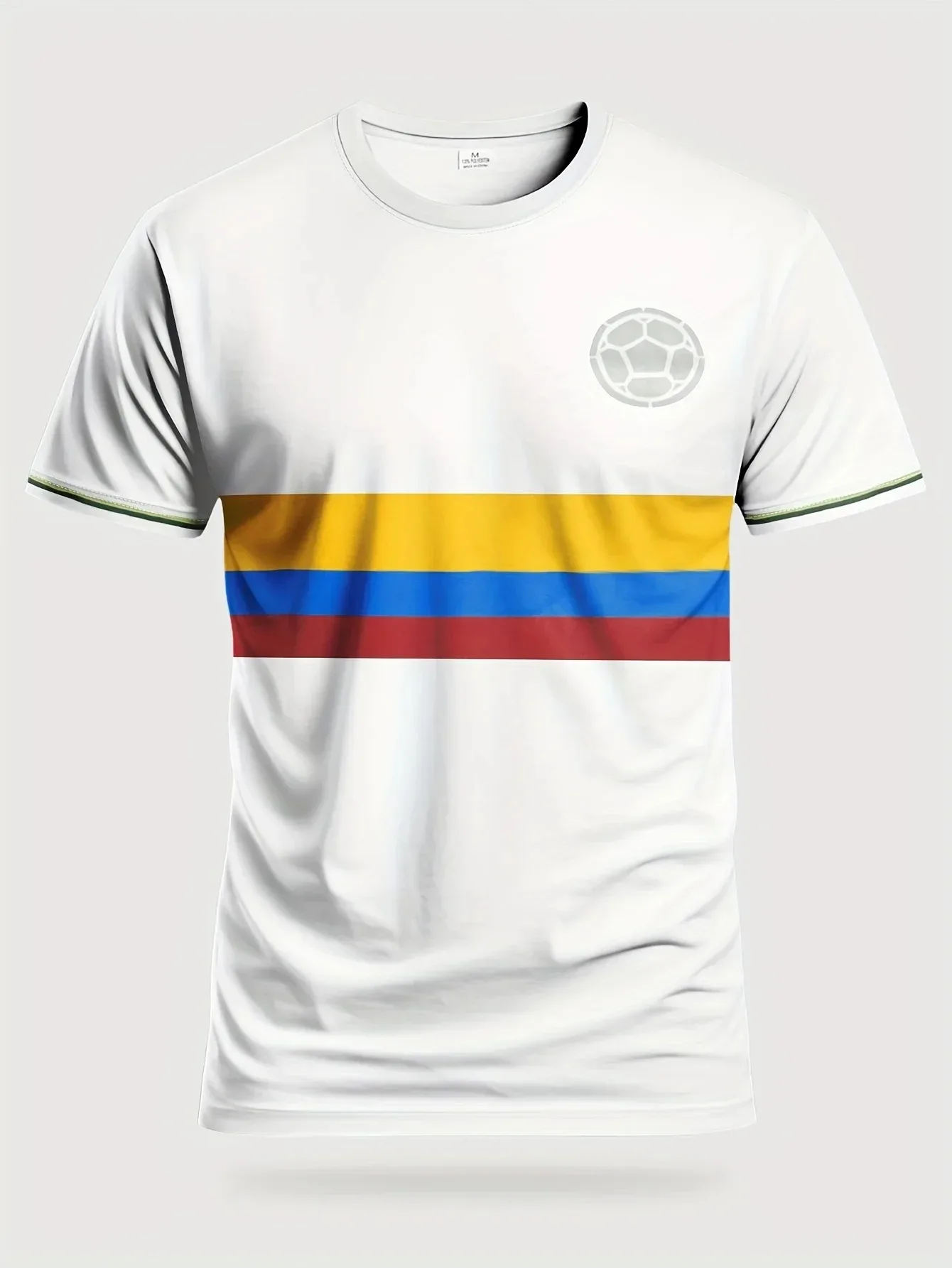 Camiseta de Fútbol 3D para Hombre Columbia, Camiseta Deportiva Cómoda y Transpirable, Camiseta Informal para Exteriores, Ropa de Primavera y Otoño
