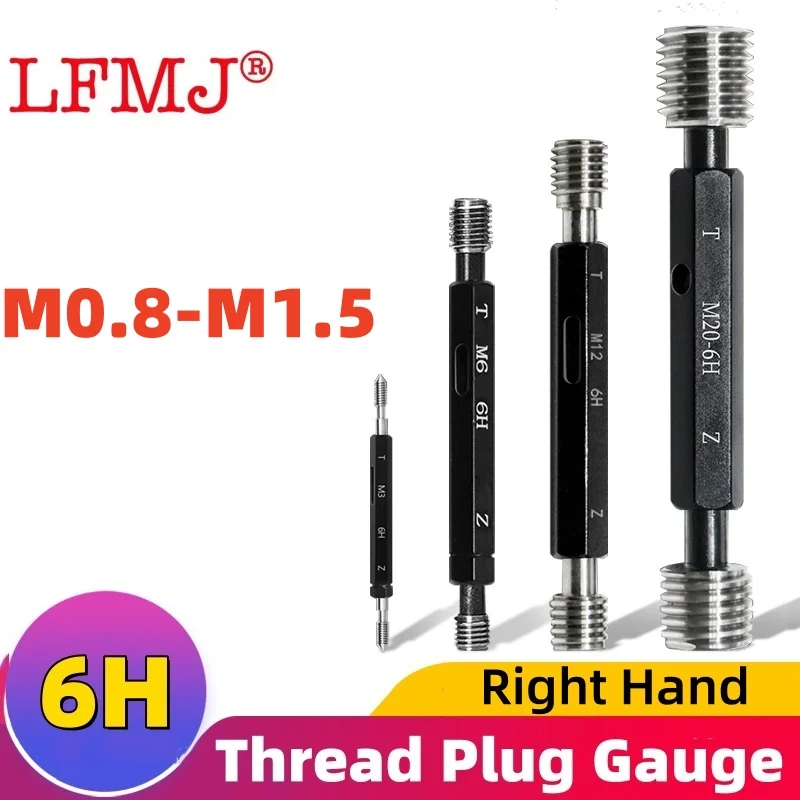 

1pcs 6H M0.8 0.9 1 1.2 1.3 1.4 1.5 Steel Metric Screw Standard Fine Thread Plug Gauge High Quality wholesale Measuring Tool