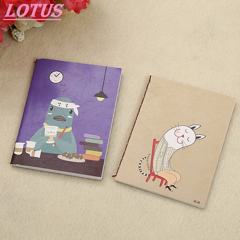 Retro Notepad Book Korean Lovely Cartoon Image Notebook Vintage For Kids Stationery Kawaii Journal Diary 1pcs