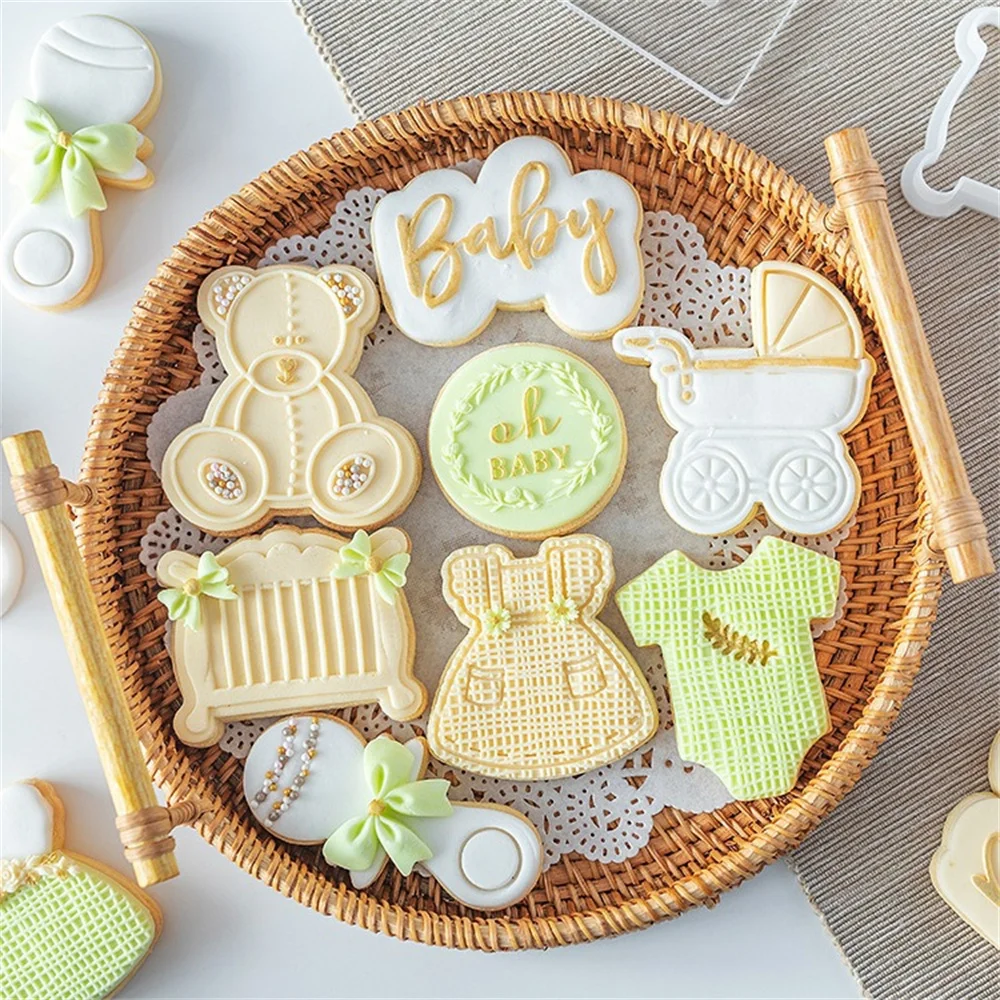Acrylic Cake Cutter Cookie Mold Cake Decoration Tool Princess Happy Birthday Cookie Press Stamp Embosser Fondant Sugar Craft