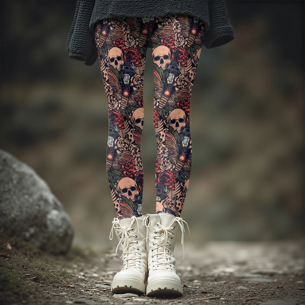 القوطية روز الجمجمة الحرارية طماق للنساء منفعل الشتاء الشارع الشهير هالوين حفلة الزي الهيب هوب جوارب مثيرة سليم صالح السراويل #1