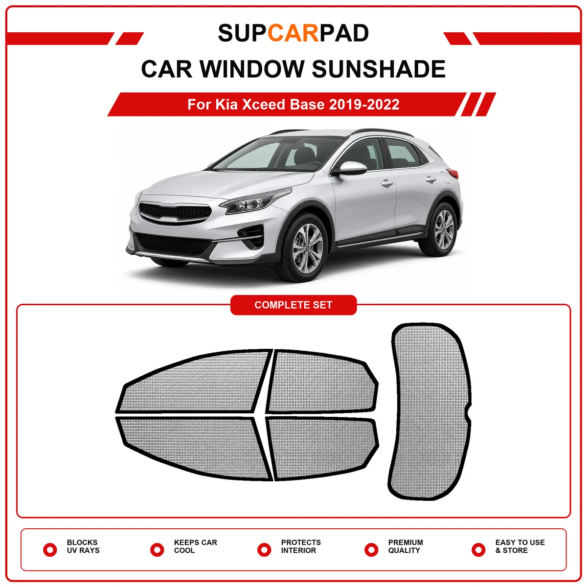 For Kia Xceed Base 2019-2022 Pre‑Cut Auto Window Sunshade Anti‑UV Car Sun Visor Protector