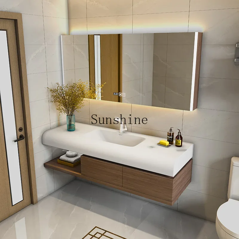 

New Chinese style, integrated basin, bathroom cabinet combination, solid wood smart bathroom, washstand