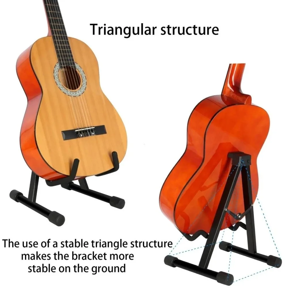 Sturdy and Stable Vertical Guitar Stand Metal a-Frame Universal a Frame Floor Stand Foldable Black Electric Guitar Bracket Banjo