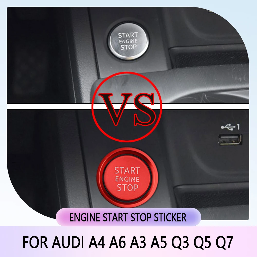 Car Ignition Key Ring Cover for Audi A4 A6 A3 A5 Q3 Q5 Q7 Engine Start Stop Sticker Decorative Switch Button Trim Accessories