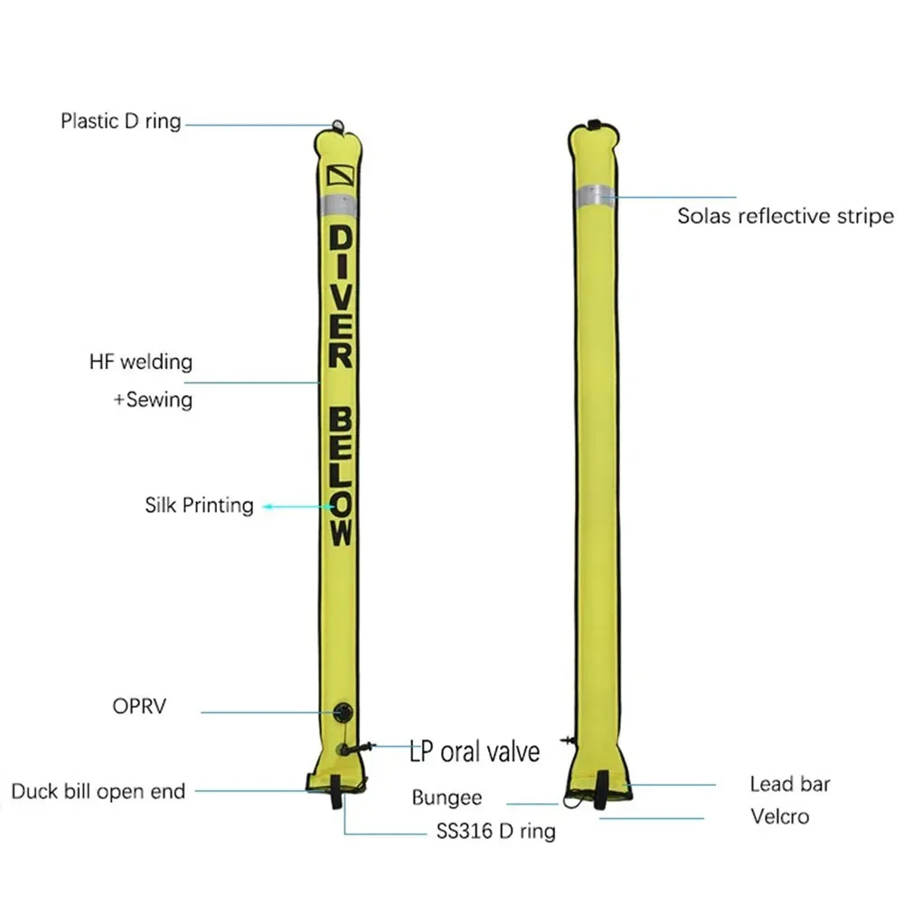 الغوص SMB سلامة السجق العوامة 210D النايلون السيارات ختم السطح العوامة الغوص وضوح عالية في الهواء الطلق نفخ إشارة الطوارئ #6