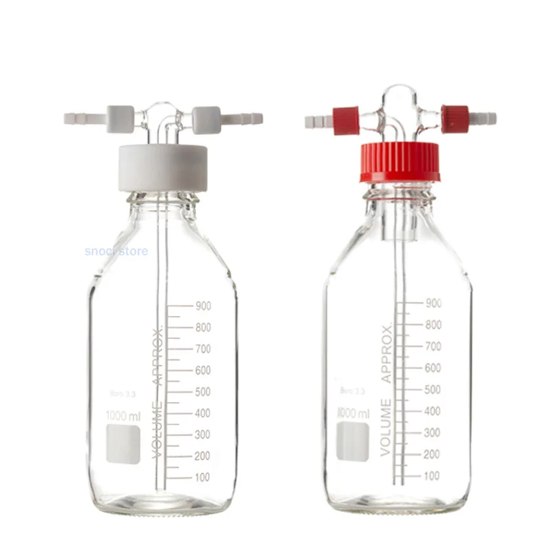 Schraubmund-Gaswaschflasche GL45, hohes Borosilikat, 100–500 ml, Glasflasche, Laborwaschpuffer, PP-Kappen, versiegelte Flasche, 1 Stück – Detail 4