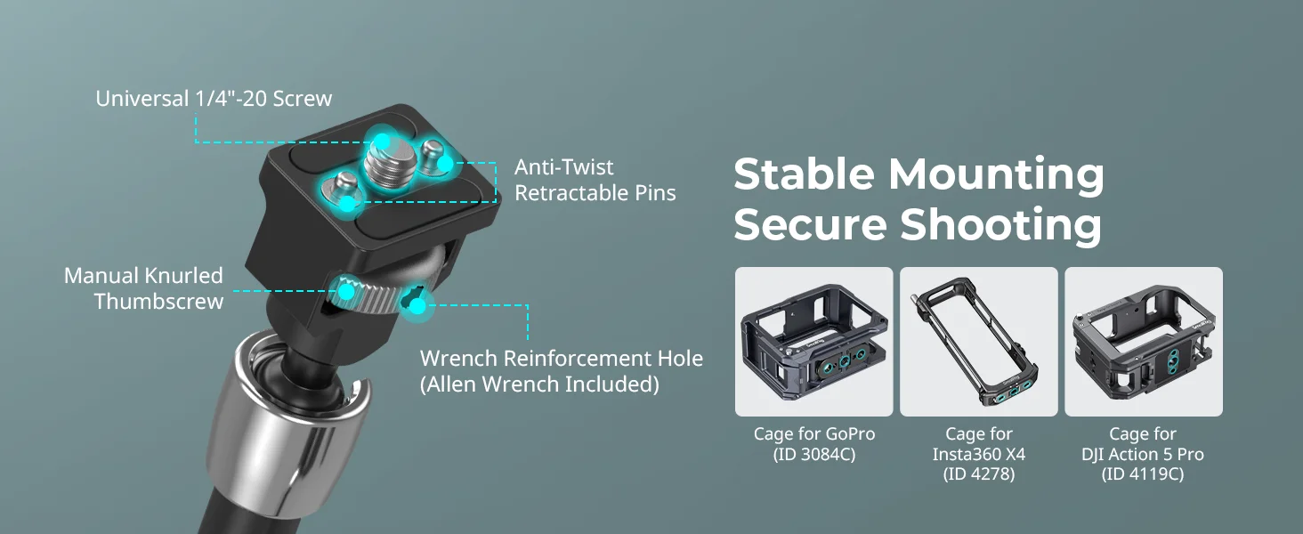 SmallRig Magic Arm mit Krabbenförmiger Klemme aus Legierung, Tragkraft 1,5 kg für Action-Kameras, Monitore, Videoleuchten und Mikrofone 5312 – Detail 2