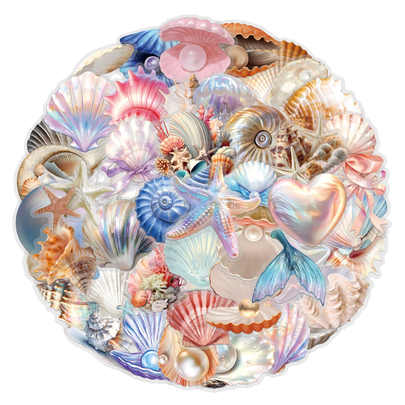 

10/60PCS Marine Conch Shell Sticker Cartoon Transparent Graffiti Waterproof Decal Kids Toy Gift DIY Refrigerator Luggage Laptop