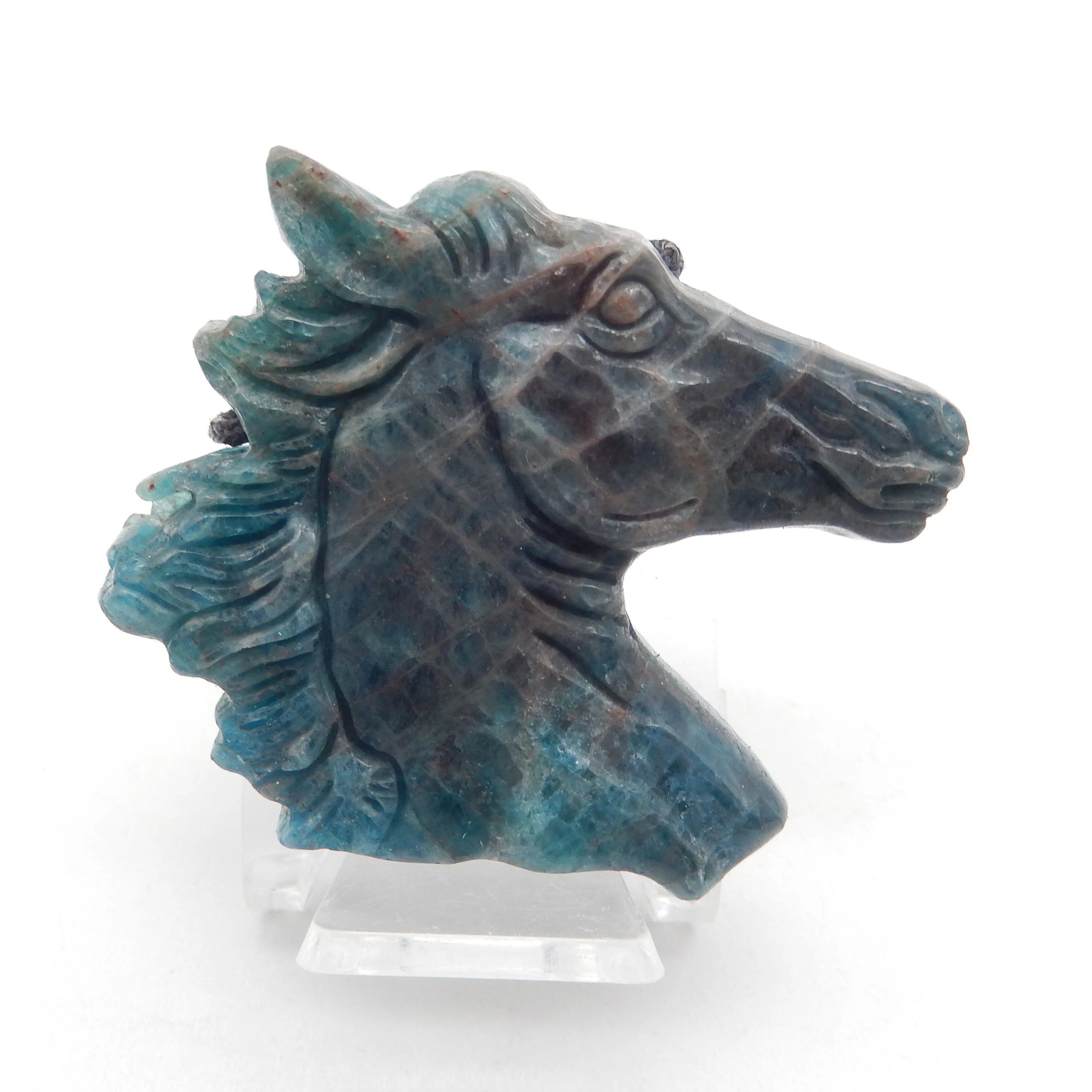 

Natural Blue Apatite Crystal Hand-Carved Horse head Pendant,Fashion Jewelry For Women Jewelry Gemstone Birthday Gift