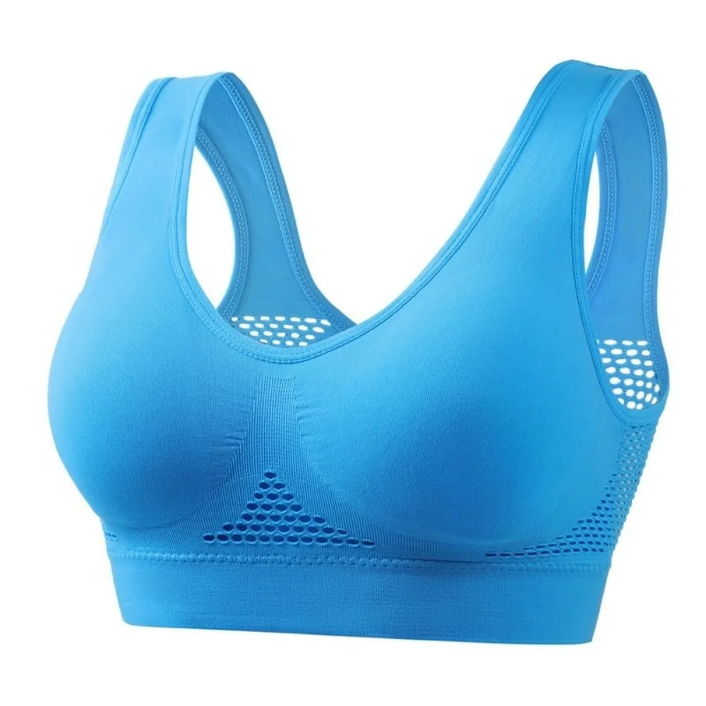 Plus Size Hollow Out Sports Yoga Bra Quick-Drying Mesh Wireless Bra Push-Up Seamless Ladies' Underwear Fitness