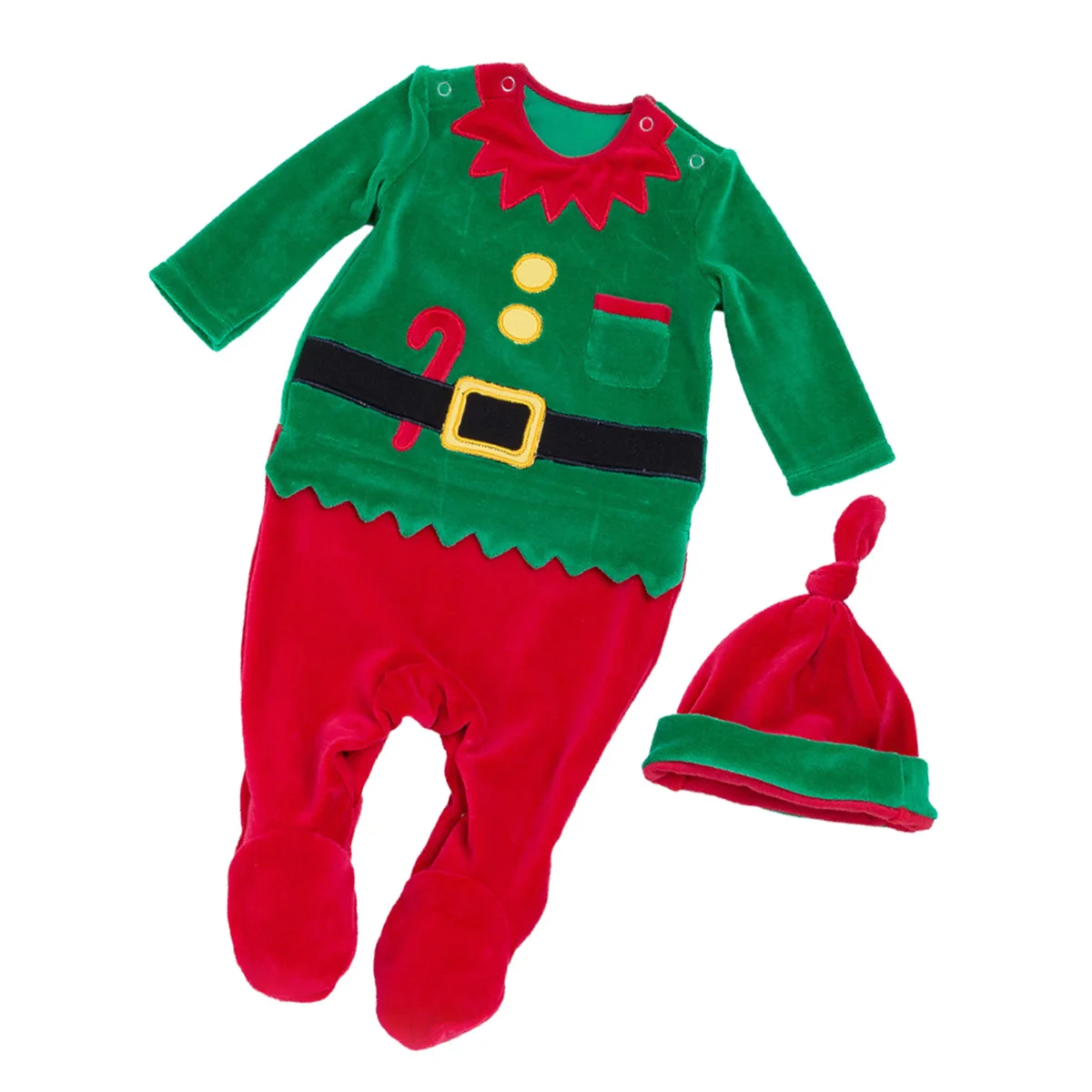 

6pcs Thickened Christmas Romper Jumpsuit Baby Santa Claus Outfit Cotton Long Sleeve Infant Costume For Holiday Party