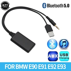 For BMW E90 E91 E92 E93 Car Bluetooth 5.0 Audio Reciever USB + 3.5mm Jack Radio Audio Adapter Universal AUX-IN AUX Cable