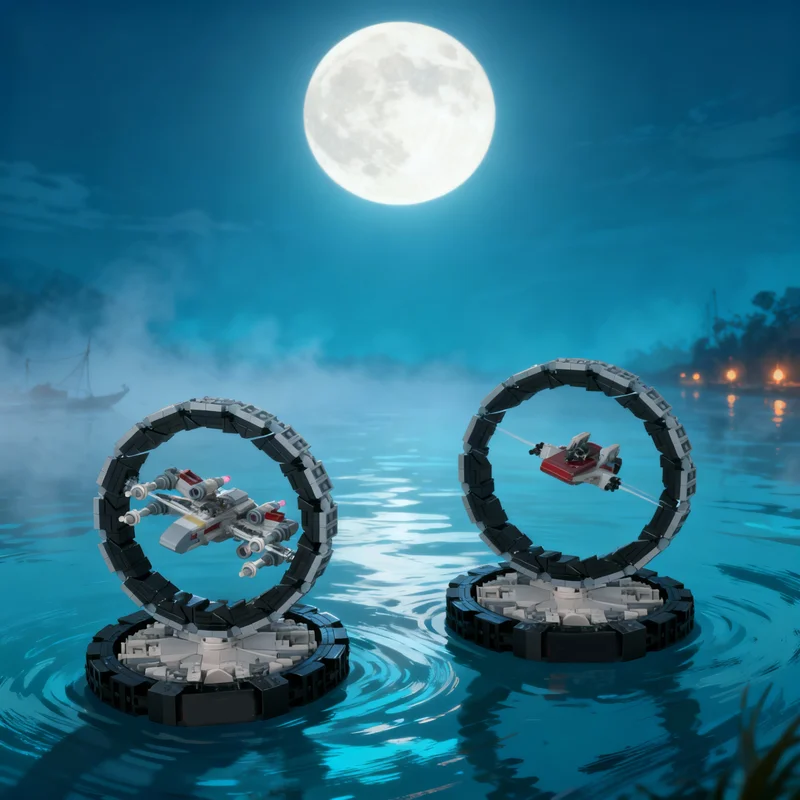 

886pcs MOC Star Battle SW Spaceship Circular Stand Series PART Model Building Blocks Toys Construction Christmas Gifts Education