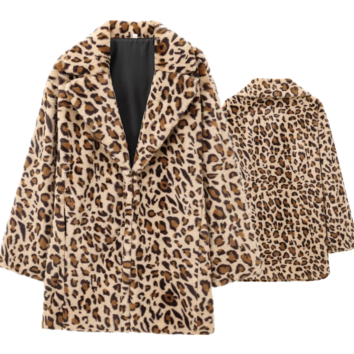 Maxdutti 2024 Giacca e cappotto da donna con stampa leopardata retrò minimalista invernale