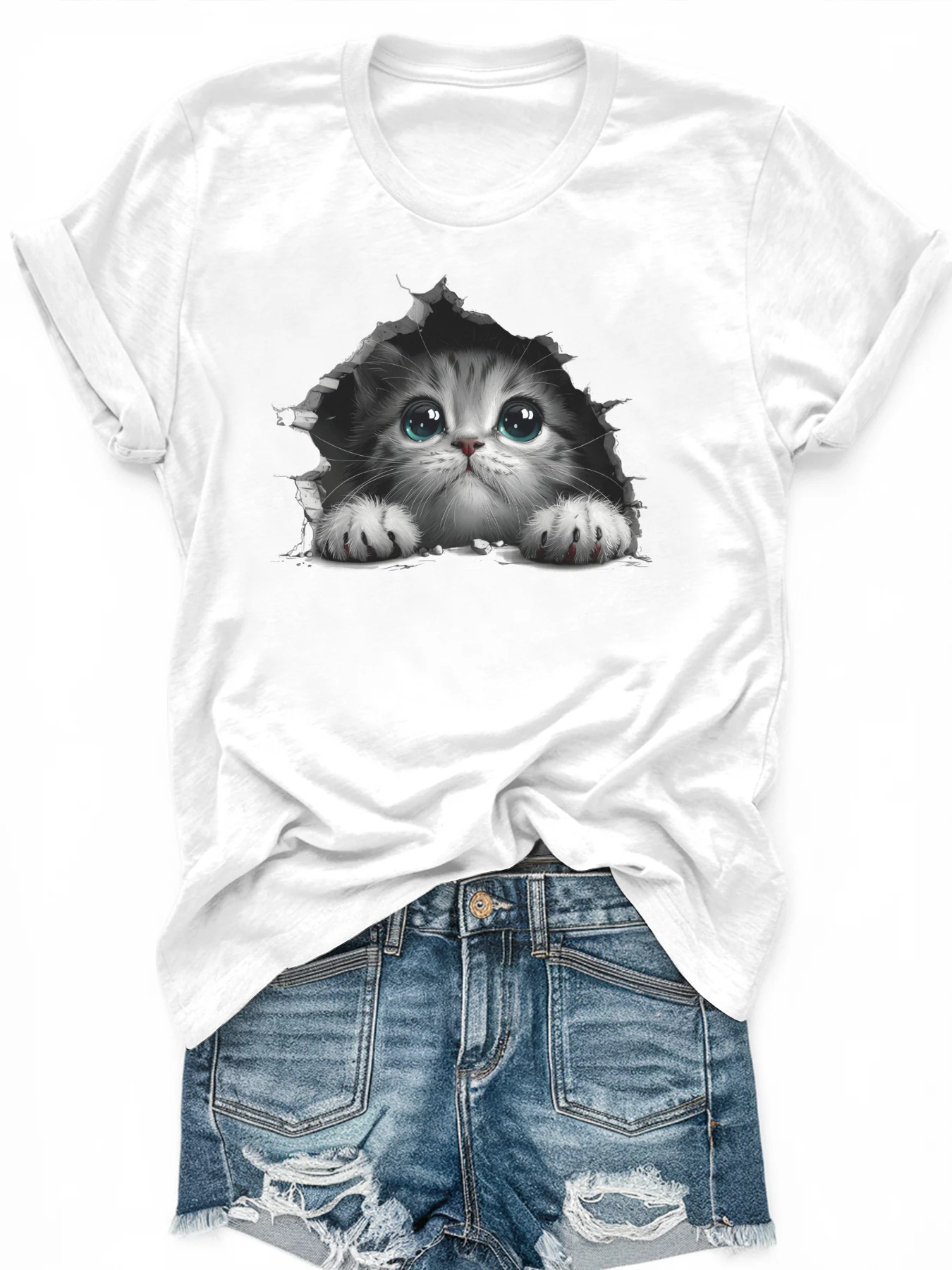 

Женская футболка с короткими рукавами и принтом размера PLUS, свободная и повседневная, мягкая, удобная и дышащая, для занятий спортом на открытом воздухе