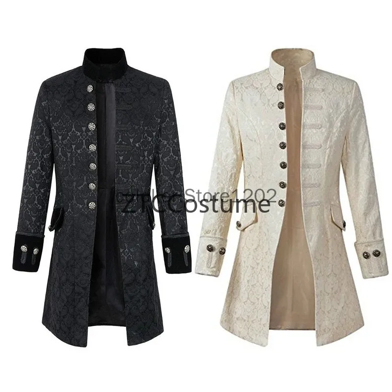 Steampunk Victorian Prince Overcoat Medieval Renaissance Jacket Vintage Edwardian Cosplay Costume for Men Adult Kids view 3