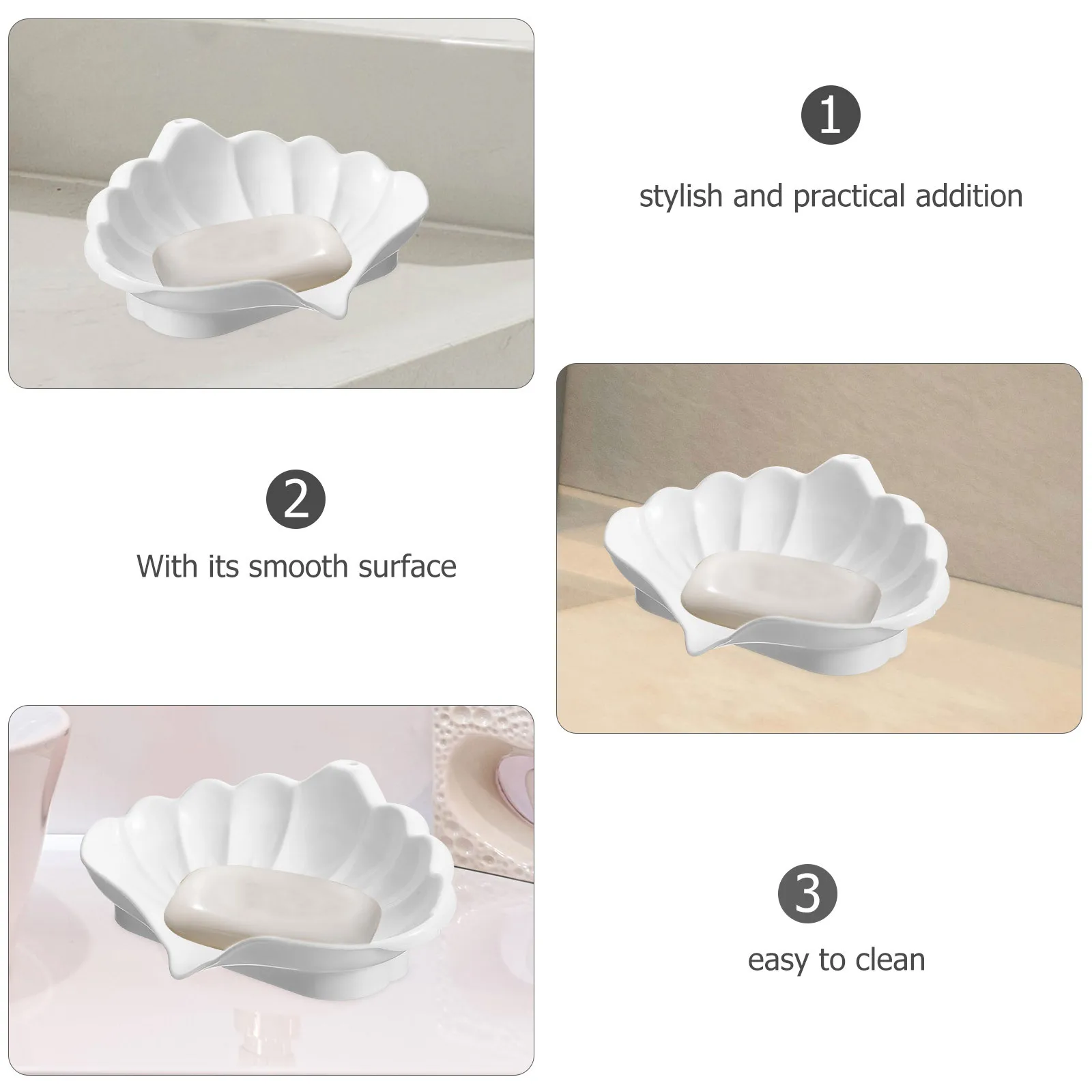 

Bathroom Soap Dish Shell Holder Countertop Tray for Hand Soap Dispenser and Sink Organizing