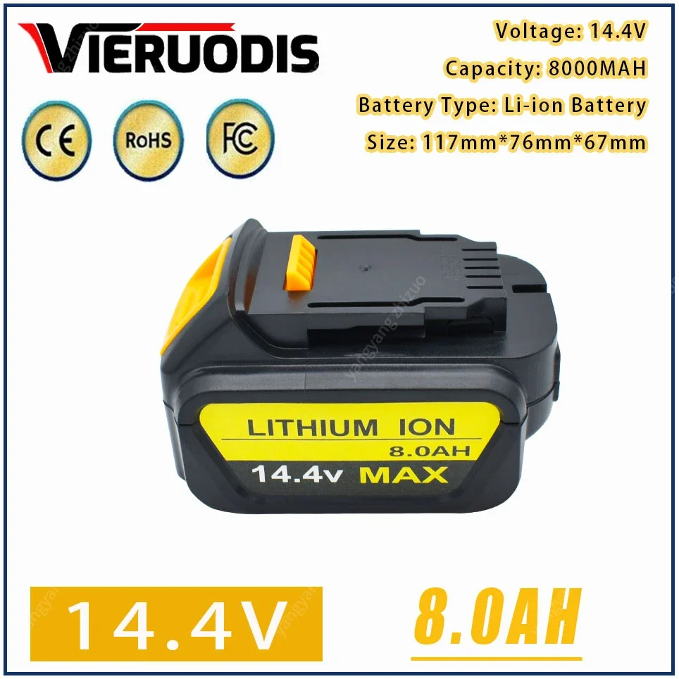 

for Dewalt 14.4V 8.0AH/6.0AH power tools battery DCB140 DCB141 DCB142 DCD735L2 DCF835C2 DCF835L2 DCL030 lithium-ion battery