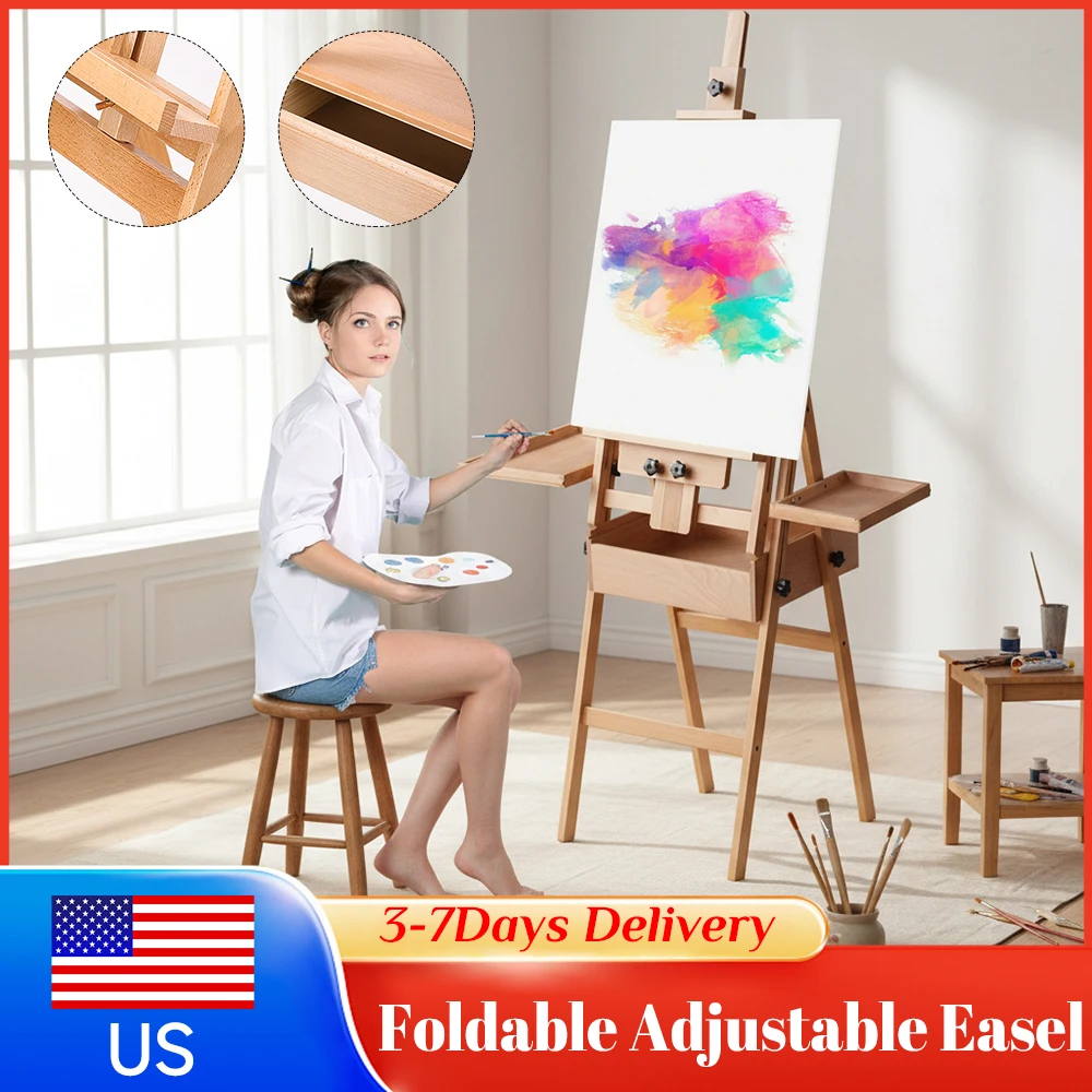 

Beech Wood Multifunction Easel Dual-Purpose Painting Stand Drawing Board Easel with Drawer Tray for Children Sketch Oil Painting