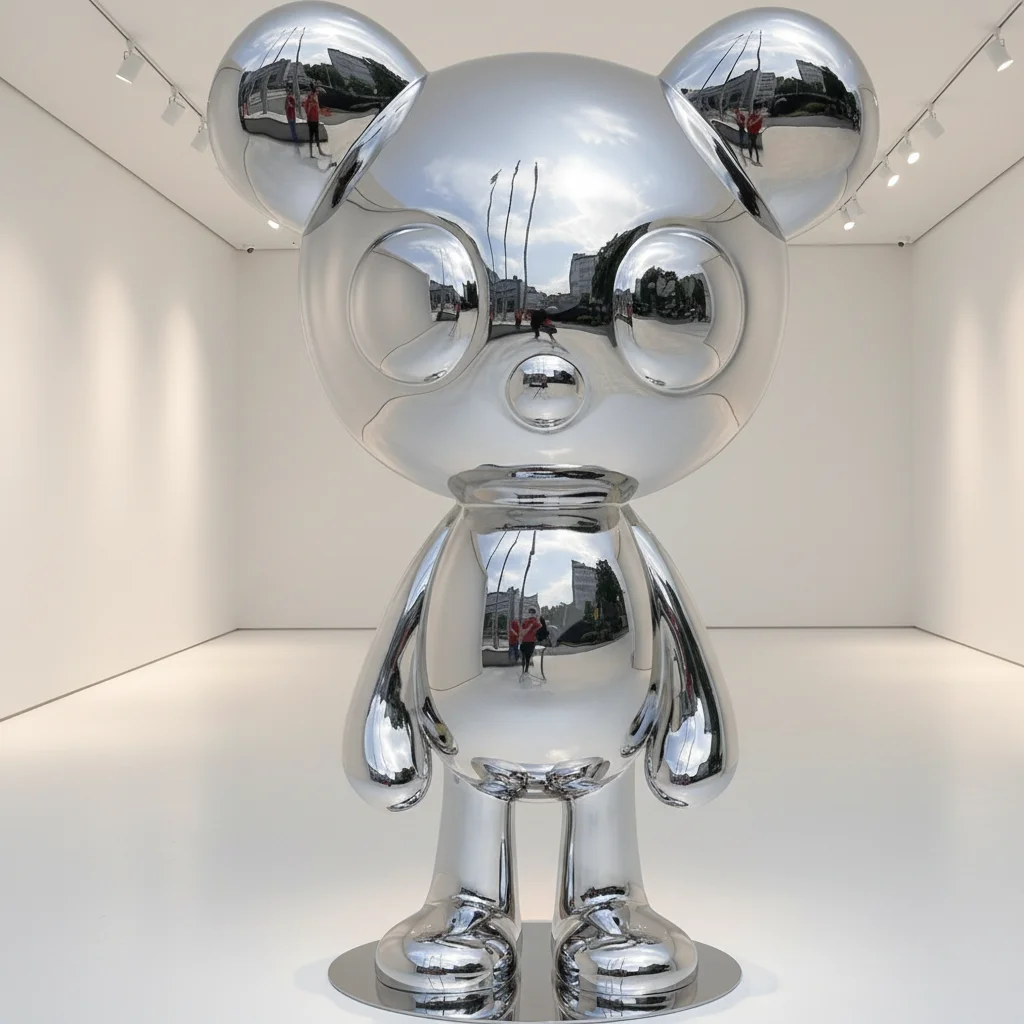 @#Customized Modern Outdoor Decorative Surface Polished Silver-Plated Handmade Stainless Steel Animal Abstract Sculpture Laser