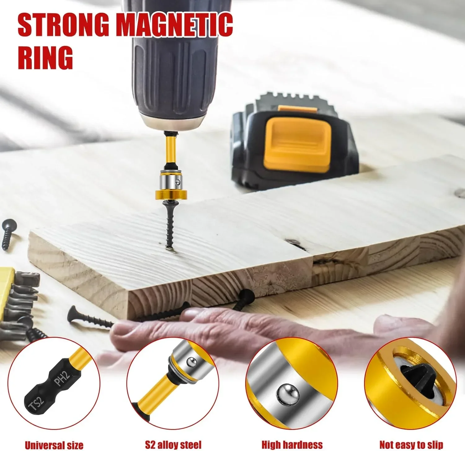 Positionierbare Schraubendreher-Bits aus Stahl, magnetisch, für Gipskartonplatten, Trockenbau, zur Schraubenpositionierung, Bohrwerkzeug – Detail 6