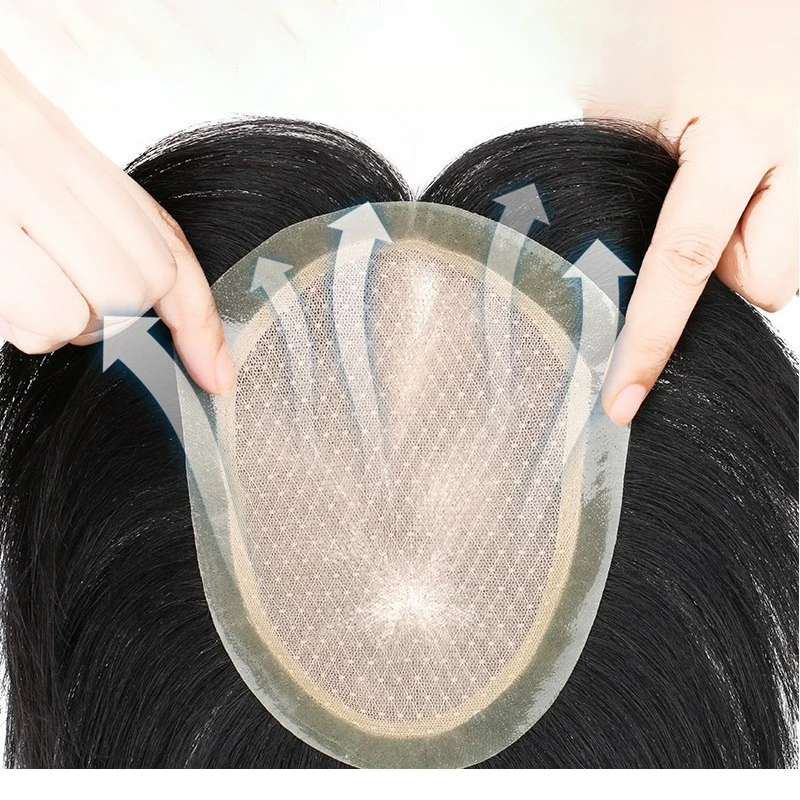 اليدوية تنفس الشعر البشري الرجال كتلة الشعر الفارغة الشعر المستعار نظام استبدال حقيقي للرجال فقدان الشعر بدون شعر 13x18 سنتيمتر/14x19 سنتيمتر