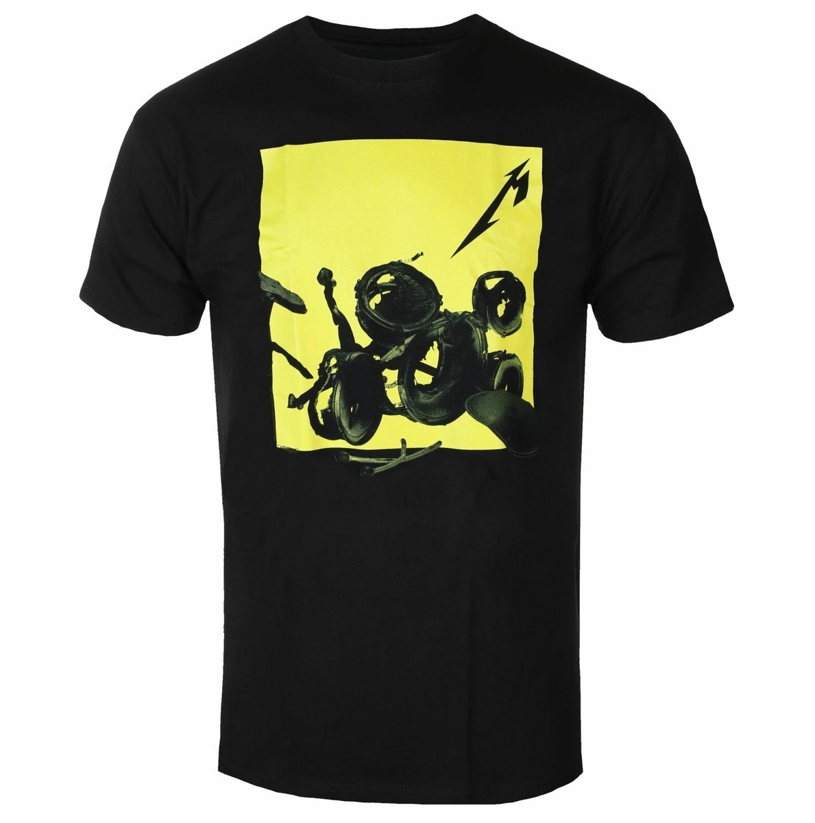 

METALLICA BROKEN BURNT DRUMS Clothing Pattern Printing Summer Luxury Brand Pure Cotton Men's and Women's T-shirt Short Sleeve