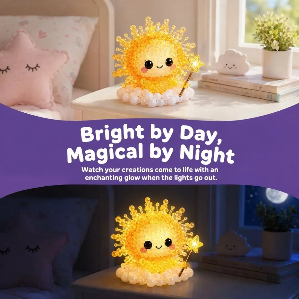 Handmade Glowing Fantasy Spirits DIY Bead Kit Tiny Colorful DIY Animal Bead Embroidery Kit Mini Educational