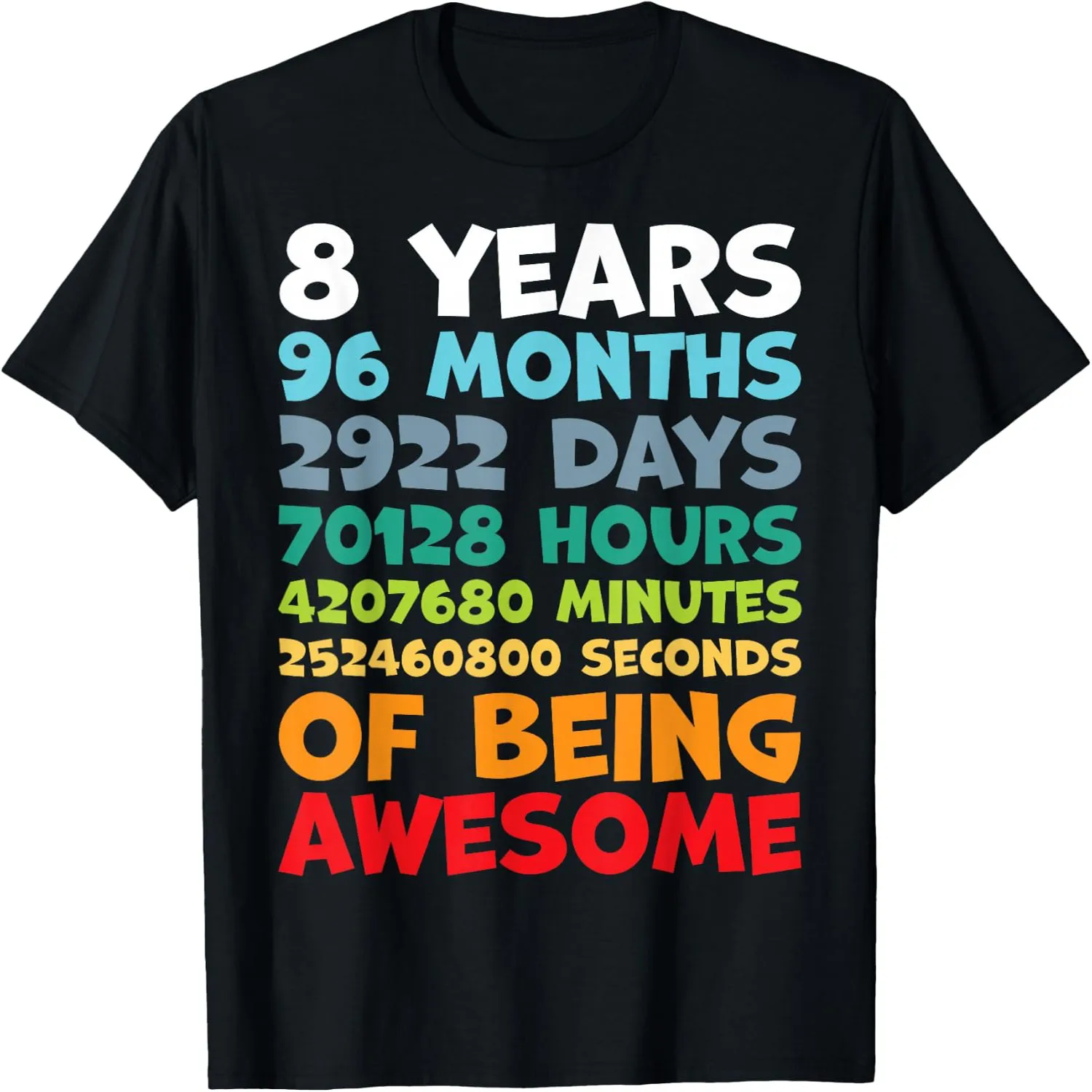 8th Birthday T Shirts for Boys 8 Year Old Bday Decorations Son Funny Tees graphic tee, unisex, 100% cotton,