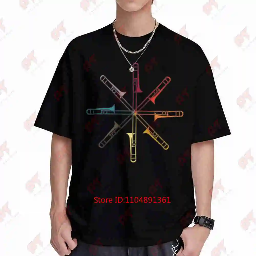 Trombones Musician Musical Instrument Trombone Lovers Brass Valve Superbone Trombonist Short Sleeve Tee 100% Cotton T-Shirt