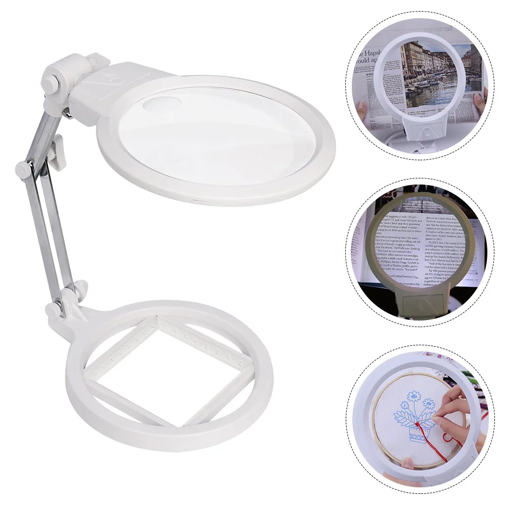 

Magnifying Lamp with Stand High Brightness Magnifier Light Glasses LED Hands-free for Reading Plastic Acrylic Desk