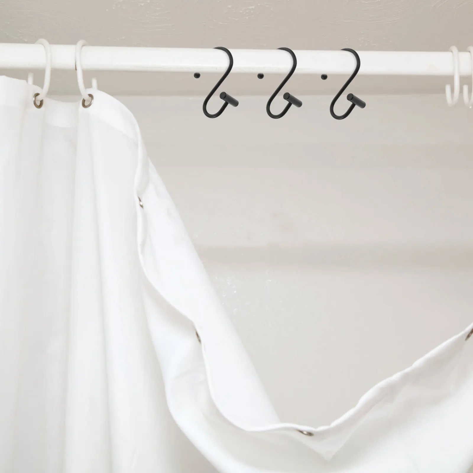 12Pcs Shower Curtain Hooks S Shaped Iron Rust Resistant Sturdy Bathroom Curtain Hangers Decorative Shower Hooks for Drapes Rods view 2