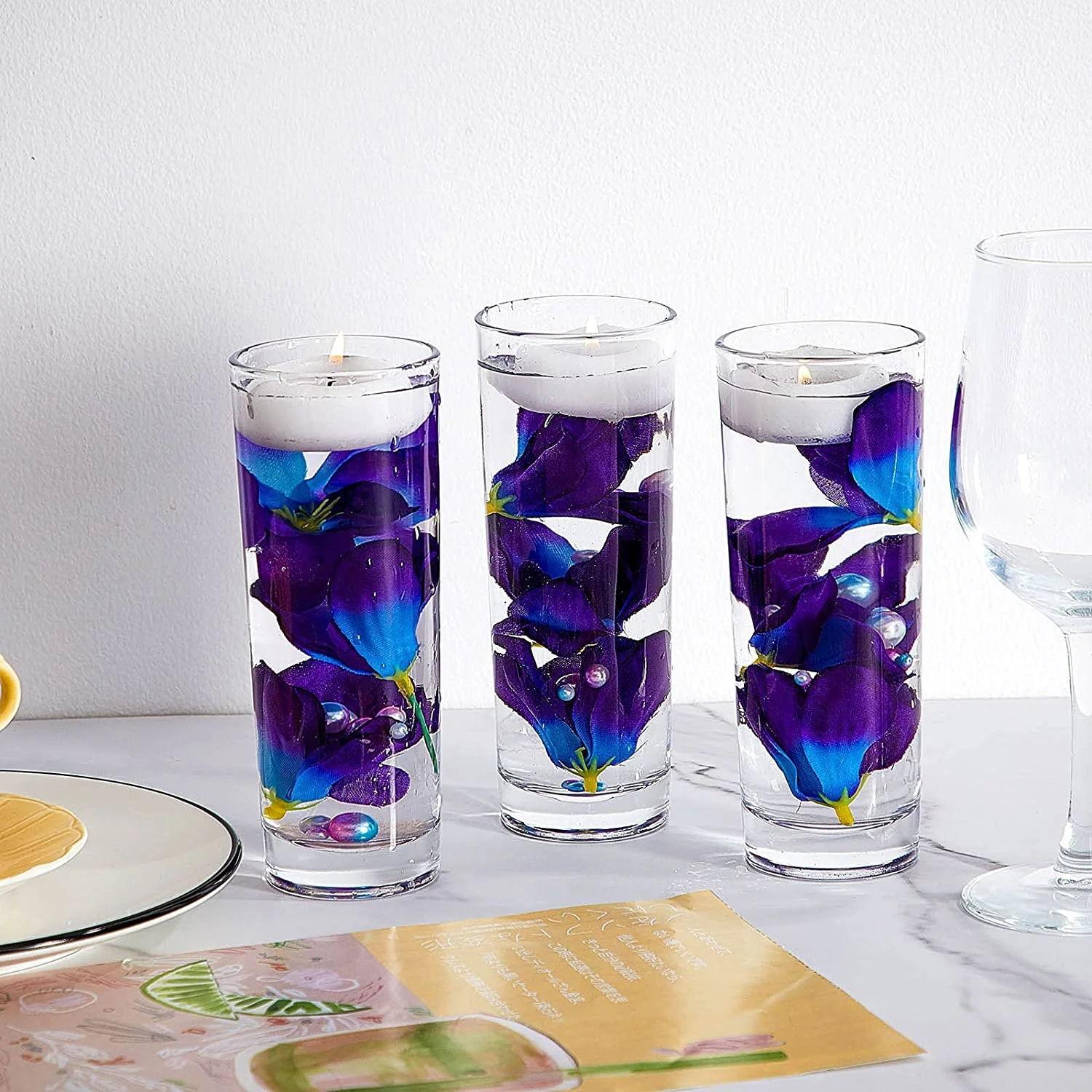 10 Pieces 27 Inches Artificial Purple Blue Orchid Flowers Orchids Silk Flowers for Wedding Dinning Home Restaurant Decoration