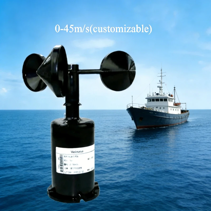 Digital 0-45 m/s 3 Cup Wind Speed Sensor 4-20mA   Marine Anemometer for Weather Station
