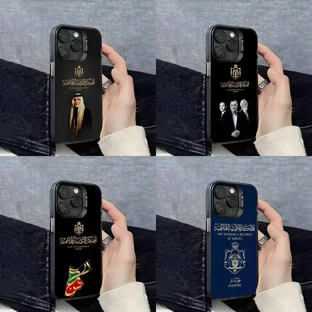 جواز السفر العلم جوردان عبد الله بن هوسين جراب هاتف آيفون 17,16,15,14,13,12,11,Pro,Max,Plus,E,SE4,Air,Mini Black IMD Cover #1