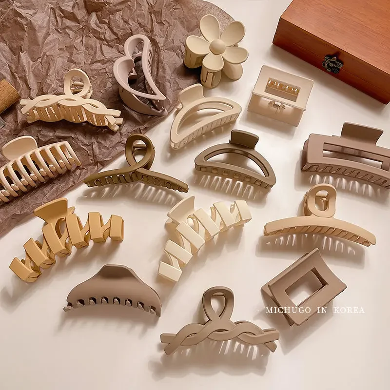 Milk Tea Coffee Color Hair Claw Grasp Clip Elegant Temperament Hair Claw Back Head Hair Grasp Hair Clip Simple Hair Accessories