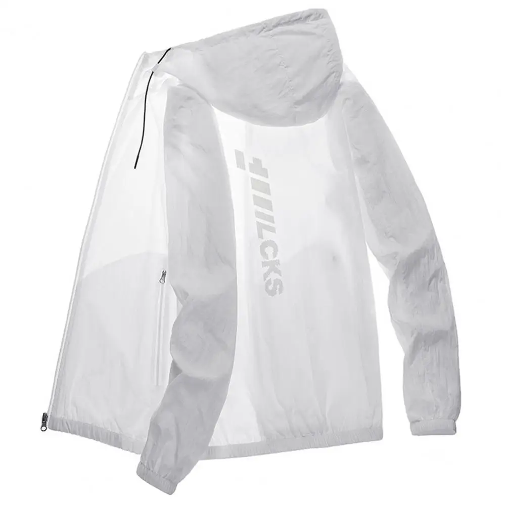 Chaqueta cortavientos con capucha y bolsillos de manga larga para hombre, abrigo ultrafino para el sol, chaqueta para acampar y correr de verano