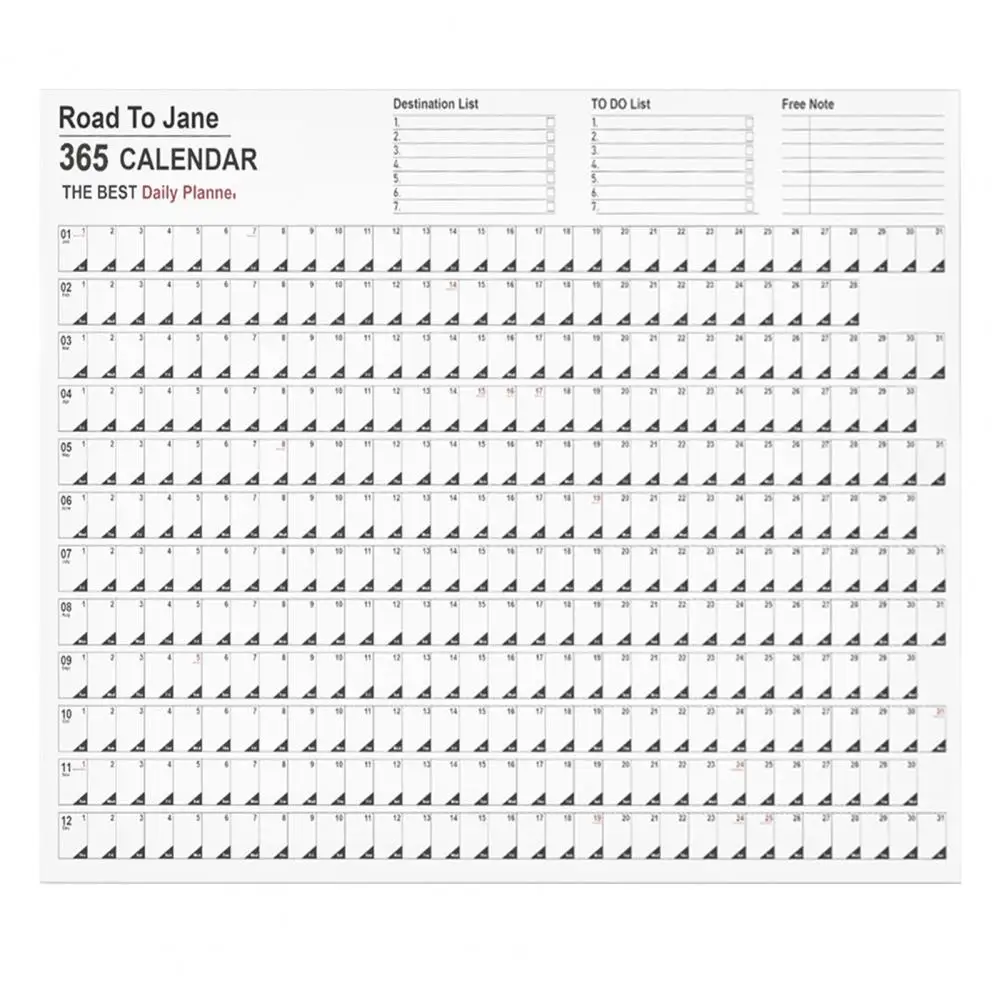 1 Set Helpful 2023 365 Day Poster Calendar Planner Tear-Resistant Poster Calendar with Stickers for School