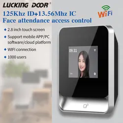 2,8 zoll Wifi Gesicht Anerkennung Tür Access Control Zeit Teilnahme 125Khz + 13,56 Mhz RFID Karte Mobile APP/PC Software/Wolke Suppor