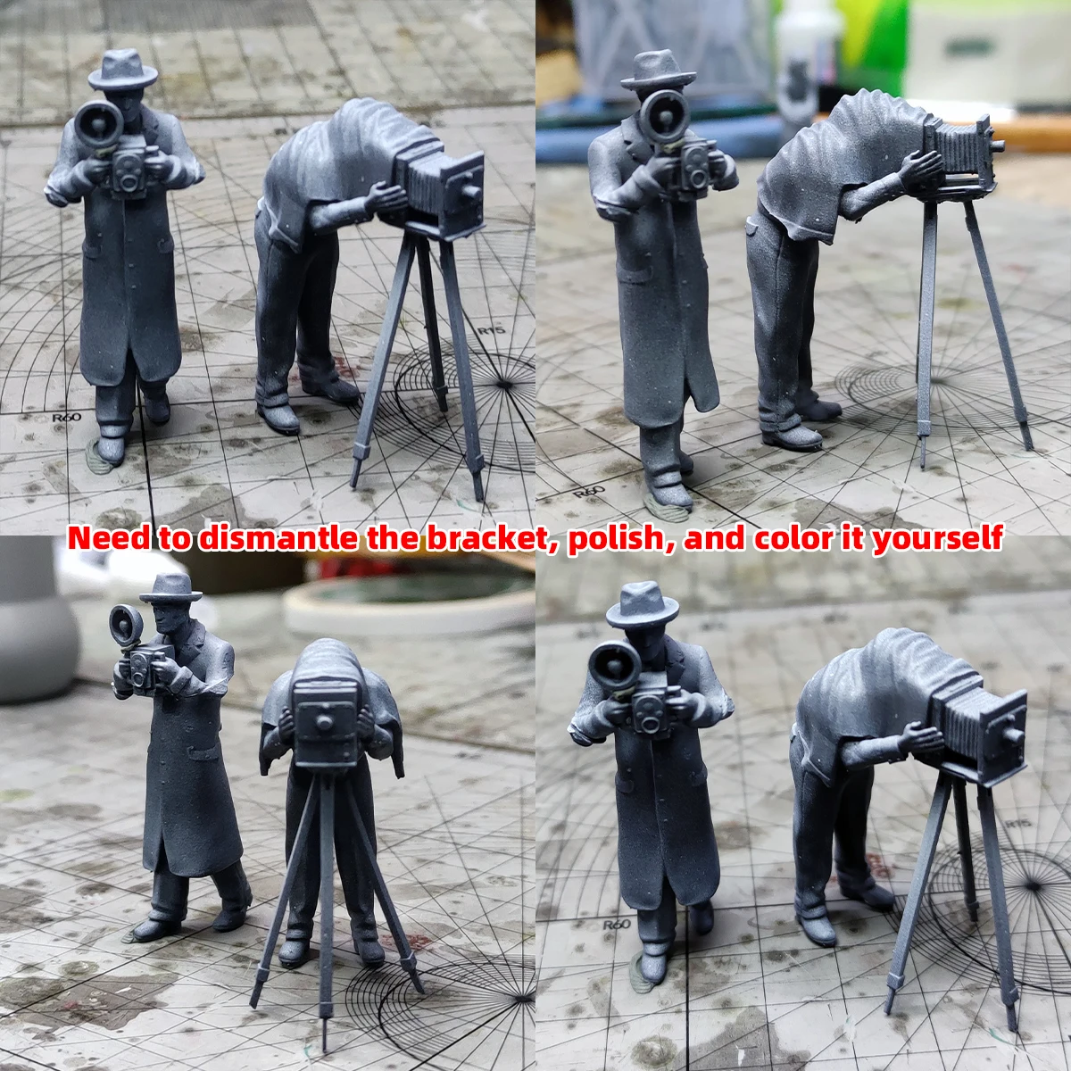Maßstabsgetreue Miniatur-Modellbausätze Figuren Diorama Fotograf und Allmächtiger beim Fotografieren Set 1/35 1/43 1/48 1/64 1/72 1/87 Ho Z – Detail 2