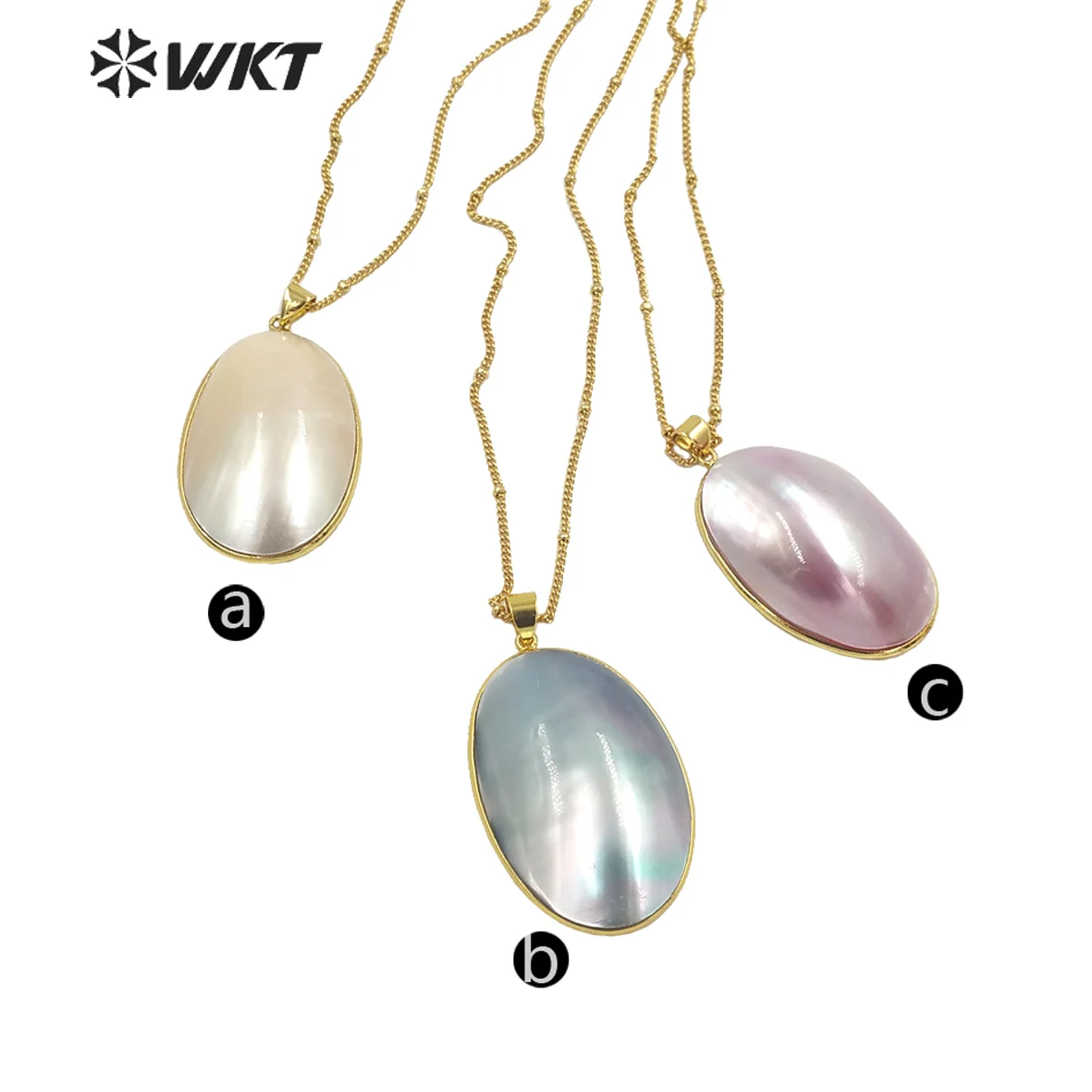 

WT-JN229 WKT 2023 hot sale cute style mabe shell necklace women wedding chain Elegant oval shape necklace girl necklace ins