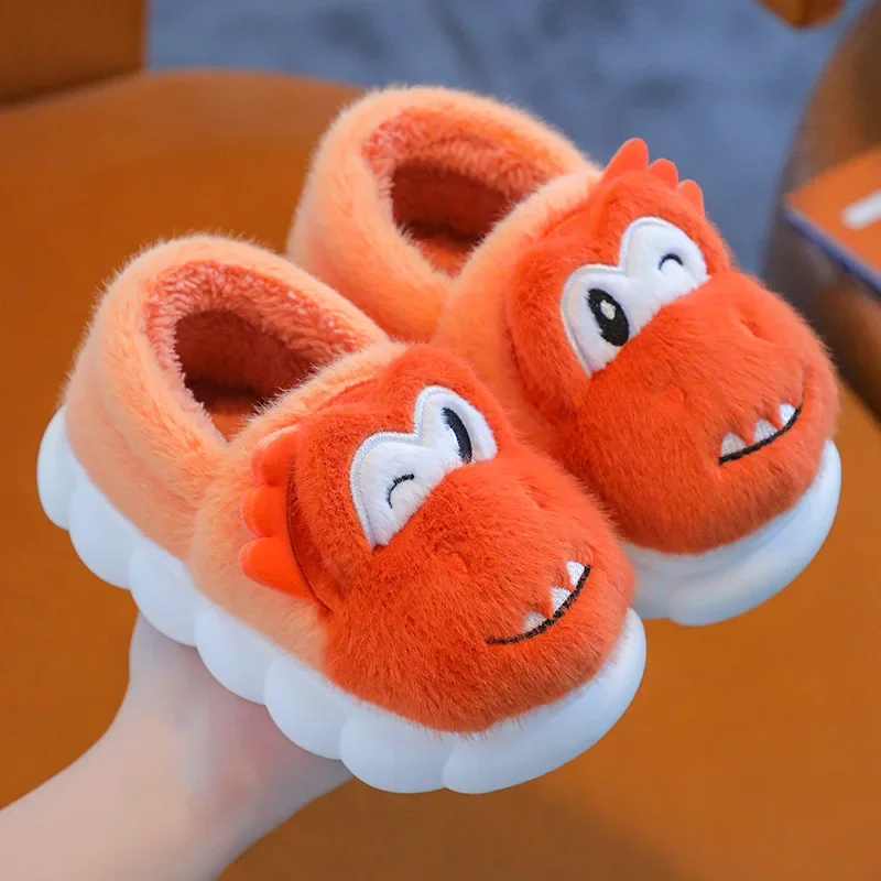 Cotton Slippers Children Dinosaur Winter Baby Girls Baby Non-slip Indoor Home Wool Slippers in Small Children Package with Boys